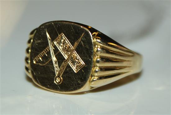 18ct gold masonic ring(-)